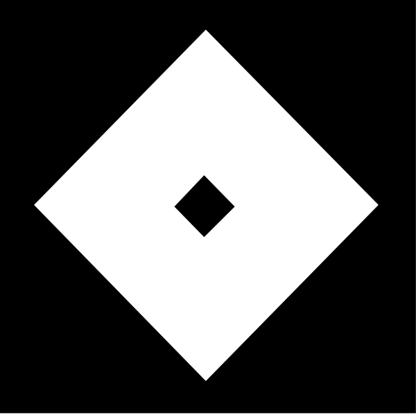 The image shows a black and white logo with an abstract design that resembles a stylized letter 'H' inside of another shape which could be interpreted as either a square or diamond-like figure.