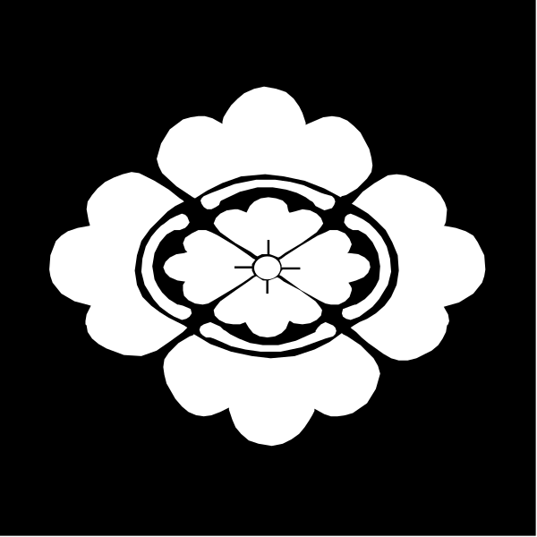 The black and white logo features a stylized flower with six petals arranged around an inner circle that has two concentric circles creating a pattern within it.