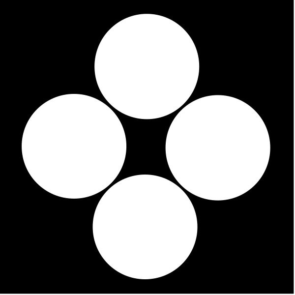 The image shows a black and white logo with three circles arranged vertically on top of each other within an oval shape that resembles a stylized flower or sunburst pattern.