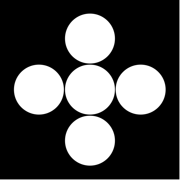 The black and white logo features a stylized flower with six petals arranged around an imaginary center point on what appears to be a dark background.