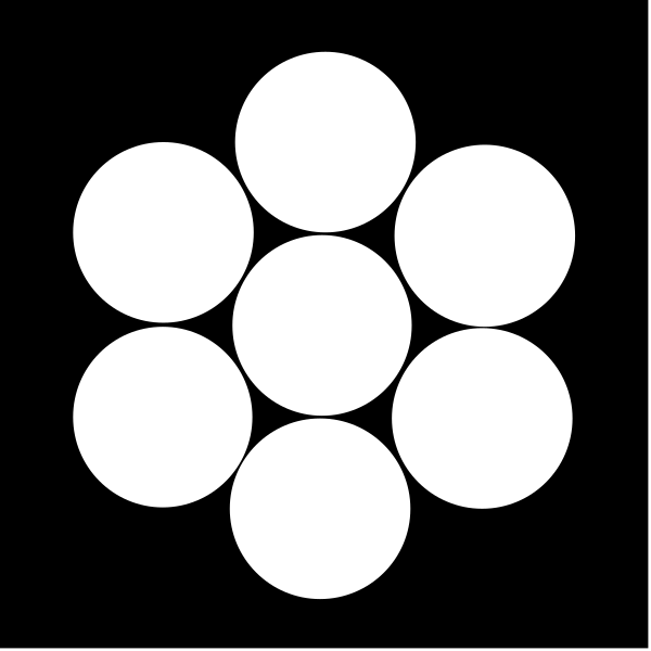 The black and white logo features a cluster of six circles arranged around each other with an empty space at their center.