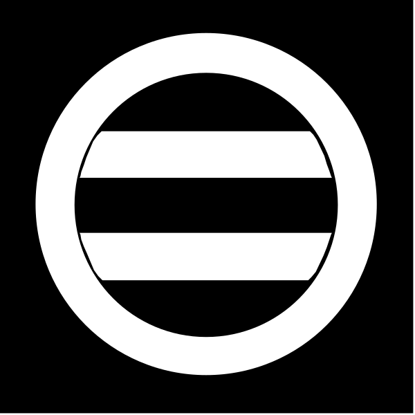 The black and white logo of a company with an emblem that resembles two overlapping circles forming a shield-like shape in front of them.