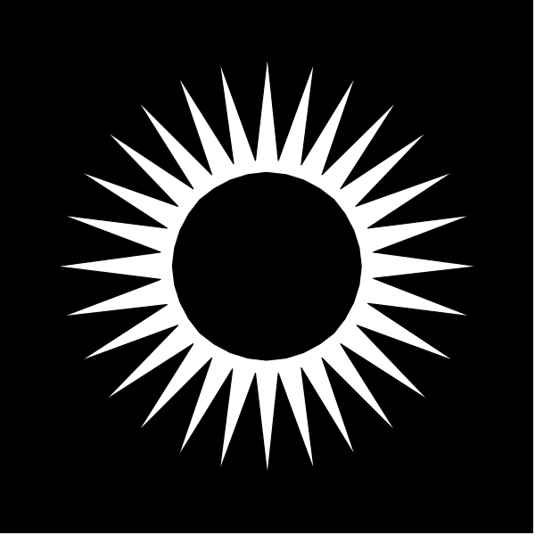 The black and white logo features a sun with rays emanating from it against an empty background.