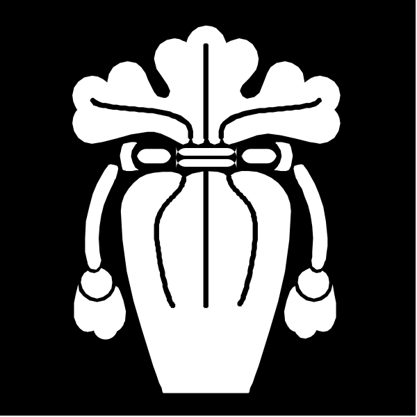 The black and white logo features a vase with two handles on either side of its neck, each adorned by what appears to be an intricate design resembling leaves or flowers at their ends; above this central image is another decorative element that looks like it could represent the lid of the vase.