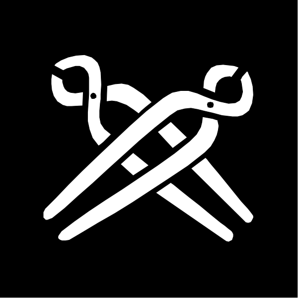 The logo features a pair of scissors crossed over each other with an intertwined rope design between them on top.
