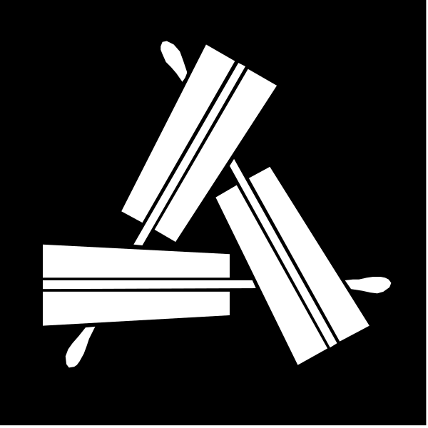 The black and white logo features a stack of three rectangular bars with lines on them placed next to each other against a dark background.