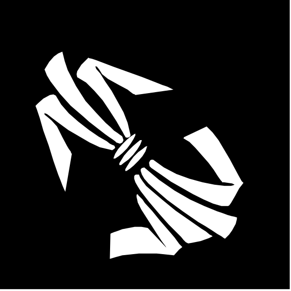 The black and white logo features a stylized hand with an arrow pointing upwards from its center, positioned above what appears to be another object that resembles a shield or badge-like shape below it.