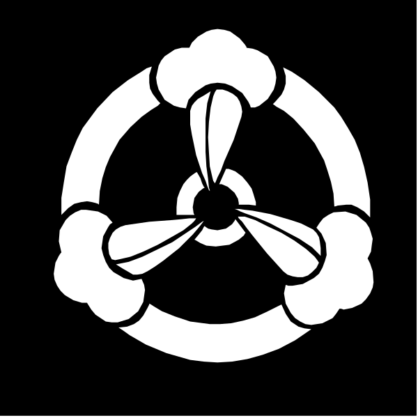 The black and white logo features a stylized flower with petals that resemble leaves on either side of an emblem in its center.