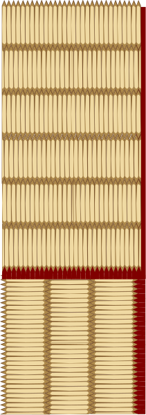 The image shows a vertical strip of wood with horizontal slats that create an optical illusion effect on its surface when viewed from certain angles due to light reflections.