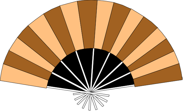 The image shows a stylized representation of an open umbrella with multiple panels displaying different shades from light to dark brown in coloration against a black background.