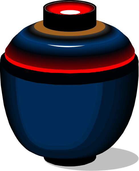 The image shows a blue vase with an orange flower inside it on top of what appears to be a table against a white background.