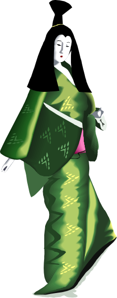 The image shows a stylized animated character dressed as geisha standing against a plain background with no other discernible elements present in this small clip-art format.