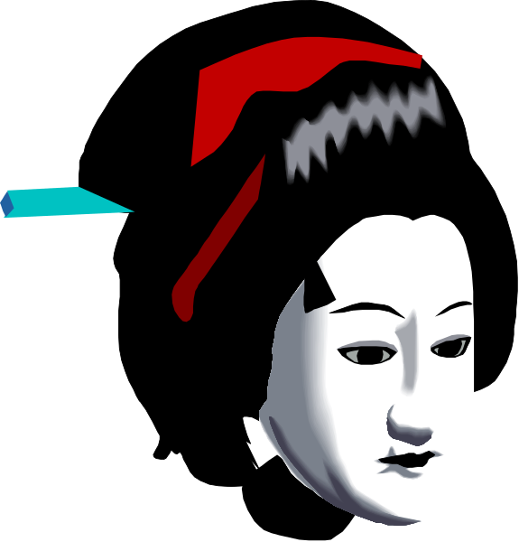 The image shows a side by side comparison of two faces with different expressions: on the left is an Asian face wearing red headgear; on the right is another face without any accessories.