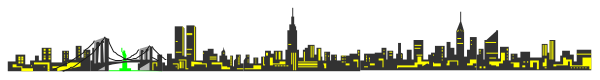The image shows a city skyline at night with buildings illuminated against a dark background; there is no visible text in this small clip-art version of an urban landscape scene.