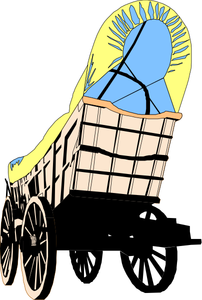 The black and white illustration shows a cart with wheels being pulled by an unseen person through what appears to be rainy weather as indicated by droplets on the ground around it.