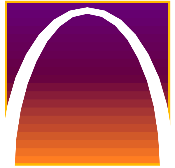 The image shows a stylized graphic of two arches with an orange gradient background that resembles sunset or sunrise on either side; there is no text present in this clip-art illustration, and it appears to be designed for decorative purposes rather than depicting any specific scene.