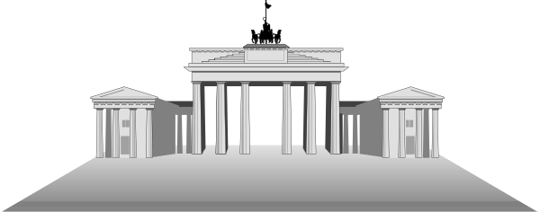 The image shows a black and white illustration of an ancient Greek temple with columns on either side at its entrance, set against a dark background that suggests nighttime.