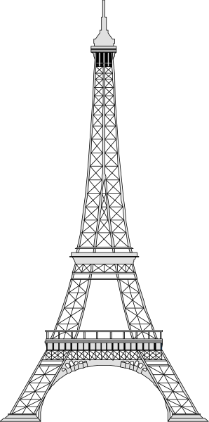The Eiffel Tower at night with a black background on left side of photo.