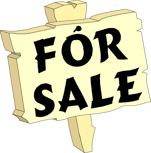 The image shows a sign that reads "FOR SALE" with an illustration of a house behind it on what appears to be a real estate listing board.