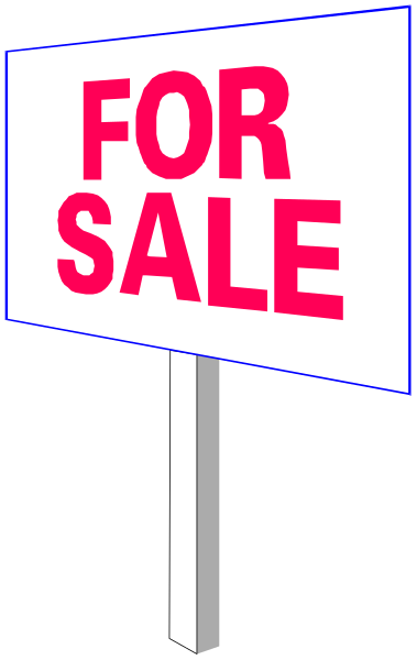 The image shows a sign that says "FOR SALE" on it with an arrow pointing to its right side.