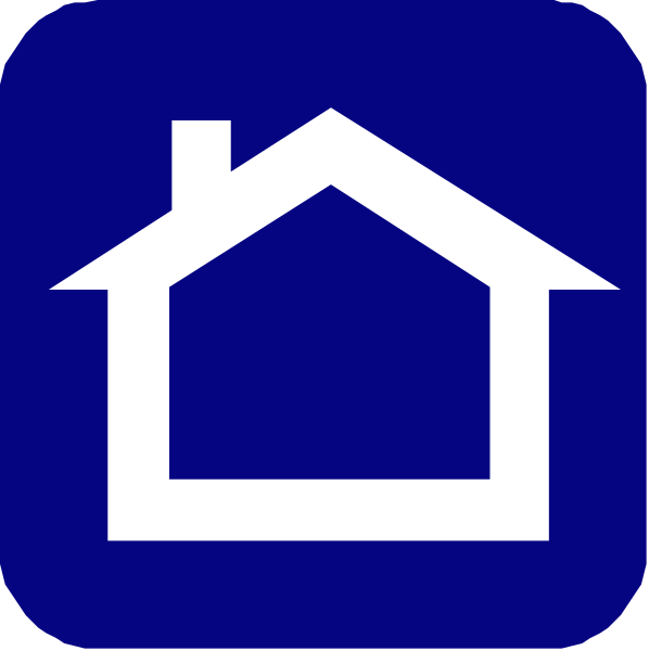 The image shows two square iconographic representations of a house with an arrow pointing to it on both sides against blue backgrounds.