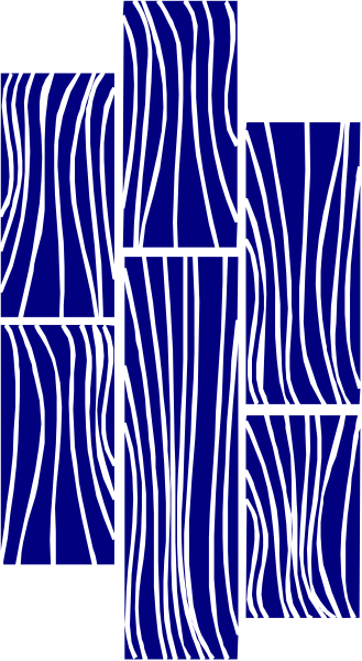 The image shows a blue abstract design with white lines that resemble waves on a gray background within an orange border.