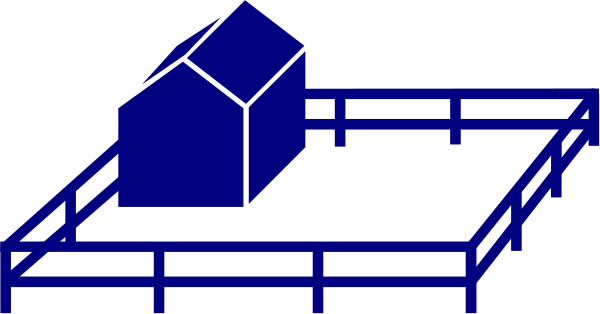 The image shows a blue floor plan of an unbuilt house with various rooms labeled on it against a dark background.