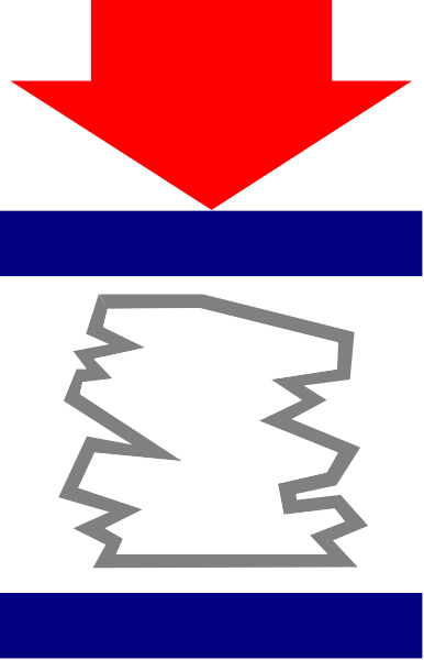 The image shows a graphic of an arrow pointing downwards with two pieces of paper attached to it at different angles; there is no text present in this clip-art illustration.