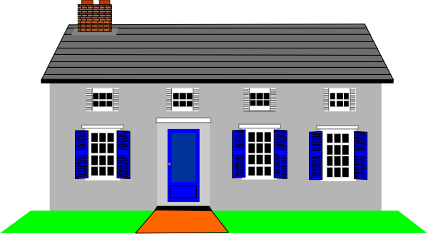 The image shows a simple pixelated representation of an old house with two visible windows on its front facade under what appears to be nighttime conditions.