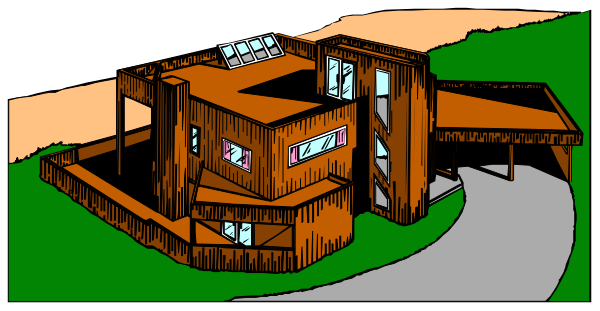 The image shows a two-panel comic strip featuring an illustrated house with multiple windows on both panels; there is no text present in this description of the content shown within these images.