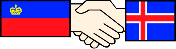 The image shows a pixelated representation of two hands shaking over three flags: red (Russia), white cross on blue background (Norway), and green with yellow border (Finland).