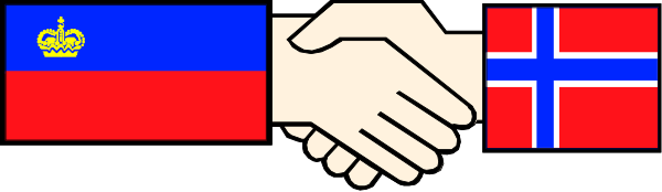 The image shows a stylized representation of hands shaking over four flags: Denmark (white cross on red background), Norway (red white blue stripes with an orange border at top left corner), Romania (yellow and green horizontal bands, national flag symbolizing unity between Romanians from all ethnic groups), and Russia.