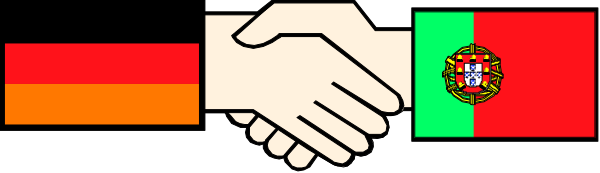 The image shows a pixelated representation of two hands shaking over an abstract flag with multiple stripes that resemble different countries' flags; there is no text present in this clip-art illustration.