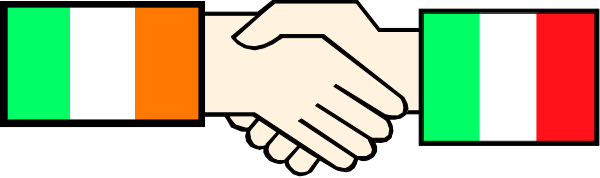 The image shows two hands with a peace sign gesture placed on top of each other against an abstract background that resembles pixelated flags from different countries forming a banner across their fingers.