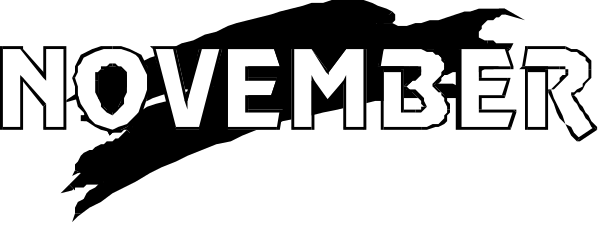 The image shows a black banner with white text that reads "November" at both ends of it.