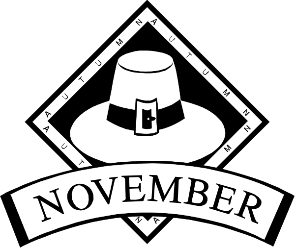 The black and white logo features a hat with an emblem on it inside of which is text that reads "November" at the top right corner.