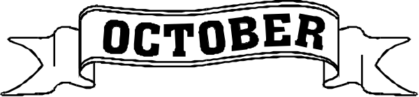 The image shows a black banner with white text that reads "OCTOBER" at both ends of it.