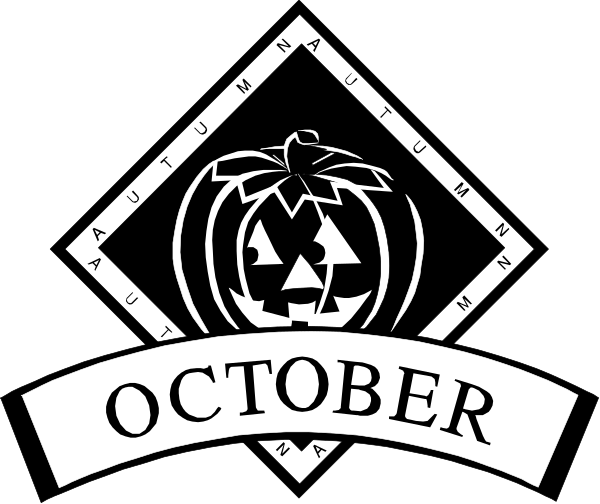 The black and white logo of Octoberfest with a pumpkin design on it.