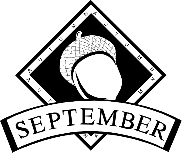The logo features a black silhouette of an apple with text around it that reads "SEPTEMBER" at the top in large white letters on a dark background; below this is another line of smaller, capitalized lettering reading "KITCHEN," and beneath that are two lines: one says "MADE IN USA" above a small graphic resembling an apple core or stem. The overall style appears to be minimalist with monochromatic colors.