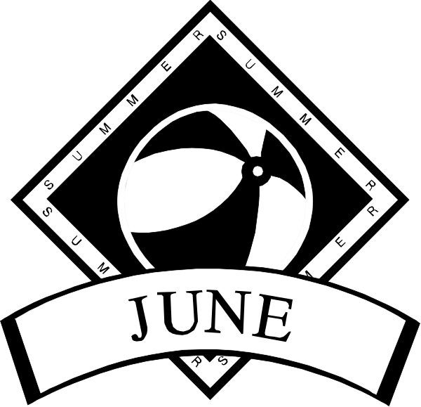 The black and white logo features a compass rose with text around it that reads "JUNE" at its top right corner and "2016 SUMMER CAMPS & PROGRAMS" below, indicating an event related to summer activities for 2016 in June. There is also the word "KITES," suggesting a kite-flying activity or theme associated with this logo. The overall design appears simple and emblematic of outdoor recreational events during the month of June.