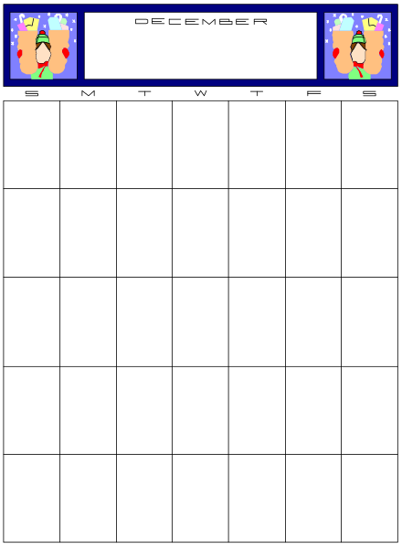 The image shows a calendar with December highlighted on it displayed within an old computer interface window against a dark background.