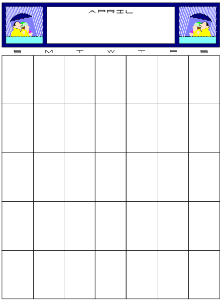 The image shows a pixelated representation of an April calendar with two cartoon characters on it: a blue bird at top left corner and another character in bottom right corner; both appear to be flying over what looks like a body of water, possibly indicating springtime or migration season for birds.