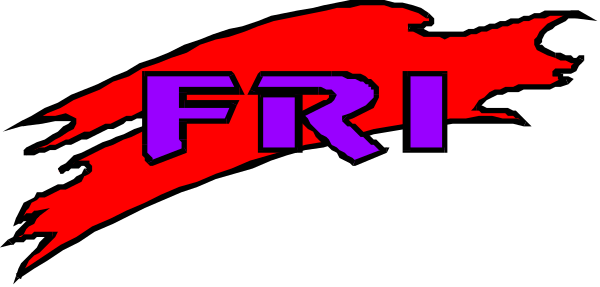 The image shows a graphic with text that reads "FRIDAY" on it against an abstract background featuring red lines and shapes resembling splatters of paint in various shades like purple, blue, green, yellow, orange, pink, white, black, gray, brown, beige.