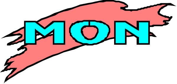 The image shows a logo with text that reads "MON" on it against an abstract background featuring red lines and shapes.
