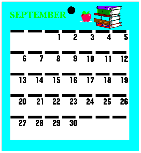 The image shows a calendar with dates from September to December 2019 displayed on it. There is also an apple icon at the top left corner of the calendar indicating that this might be related to education, and there's text in the bottom right corner which reads "September." Additionally, there are two lines drawn horizontally across the image with a small gap between them.