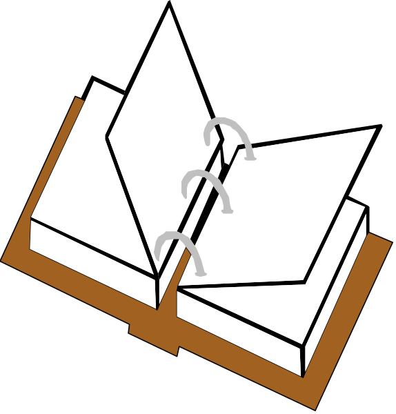 The image shows a book with its pages open to reveal an interior view of folded paper sheets inside it, displayed against two different backgrounds: one is black while the other has brown elements that resemble bookshelves and flooring.