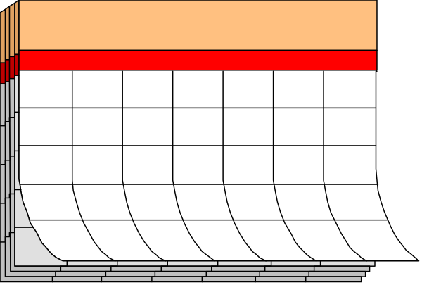 The image shows a calendar with days of different lengths from 1 to 30 displayed on it. It is presented in black-and-white format without any additional context provided by other elements within this small clip-art picture. There's no text or action depicted, and the setting appears minimalistic as there are only two visible columns representing weeks with varying day lengths from left (shorter days) to right (longer days).