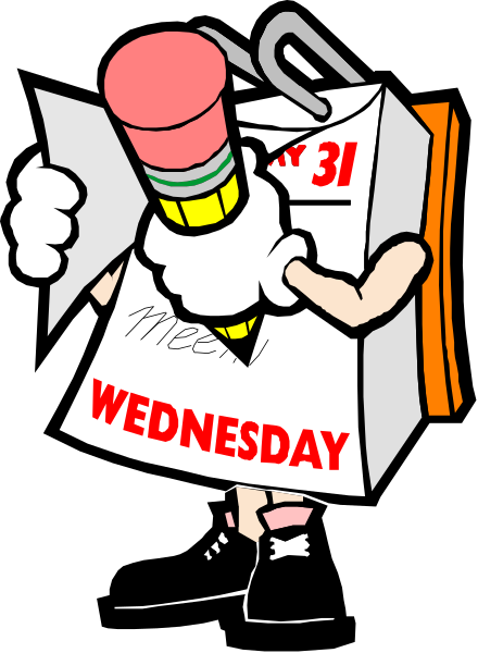 The cartoon depicts a character holding an open cardboard box with "wednesday" written on it, standing next to a calendar that reads "31st."