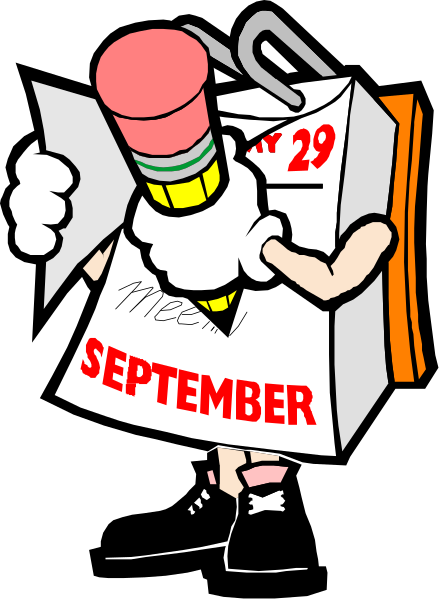The cartoon depicts a character holding an open cardboard box with "September" written on it, standing next to a calendar that says September 29th in red letters against white background. There is also another smaller text at bottom right corner of image reading 'Meet me'. This suggests the date and time for meeting someone named Meat. The character appears surprised or shocked by this information as indicated by its facial expression, which includes wide eyes and a slightly open mouth with tongue sticking out.