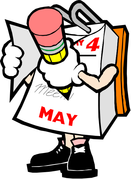 The cartoon depicts a character holding an open cardboard box with "May" written on it, standing next to a calendar that reads April 4th, while another figure is peeking out from behind the box and appears to be writing something in chalk or crayon onto paper held by this second person. The background of both figures seems darkened for contrast against their lighter-colored bodies. There are no other objects visible within the image frame provided.